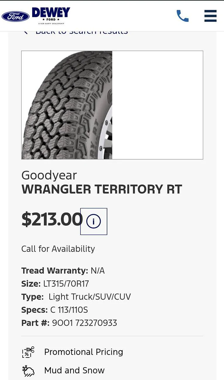 Ford Bronco New OEM SAS Tire? 1000004816