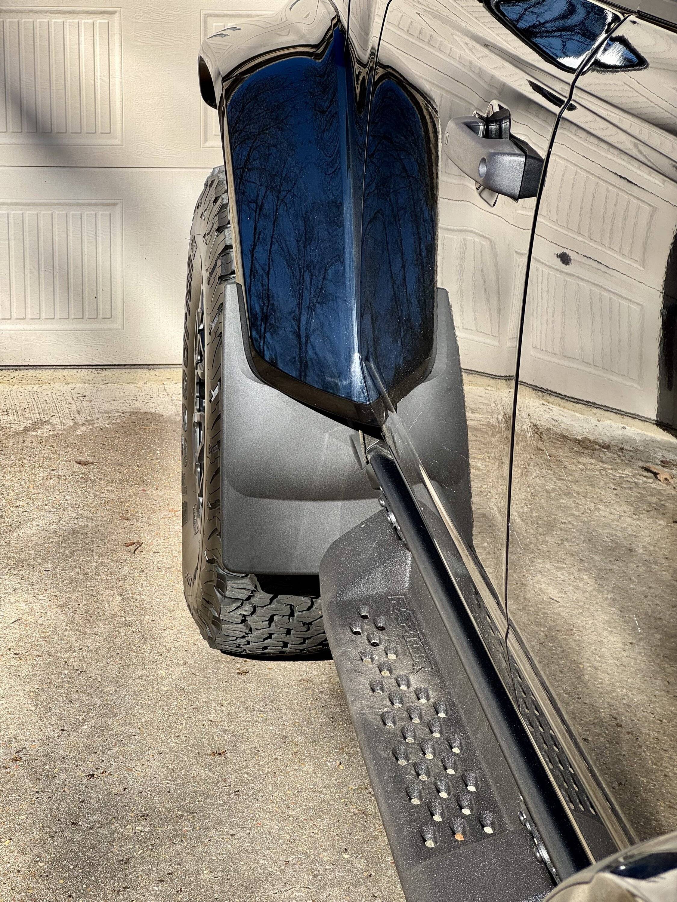 Ford Bronco Weathertech mudflaps installed on 2024 Bronco Raptor IMG_6634