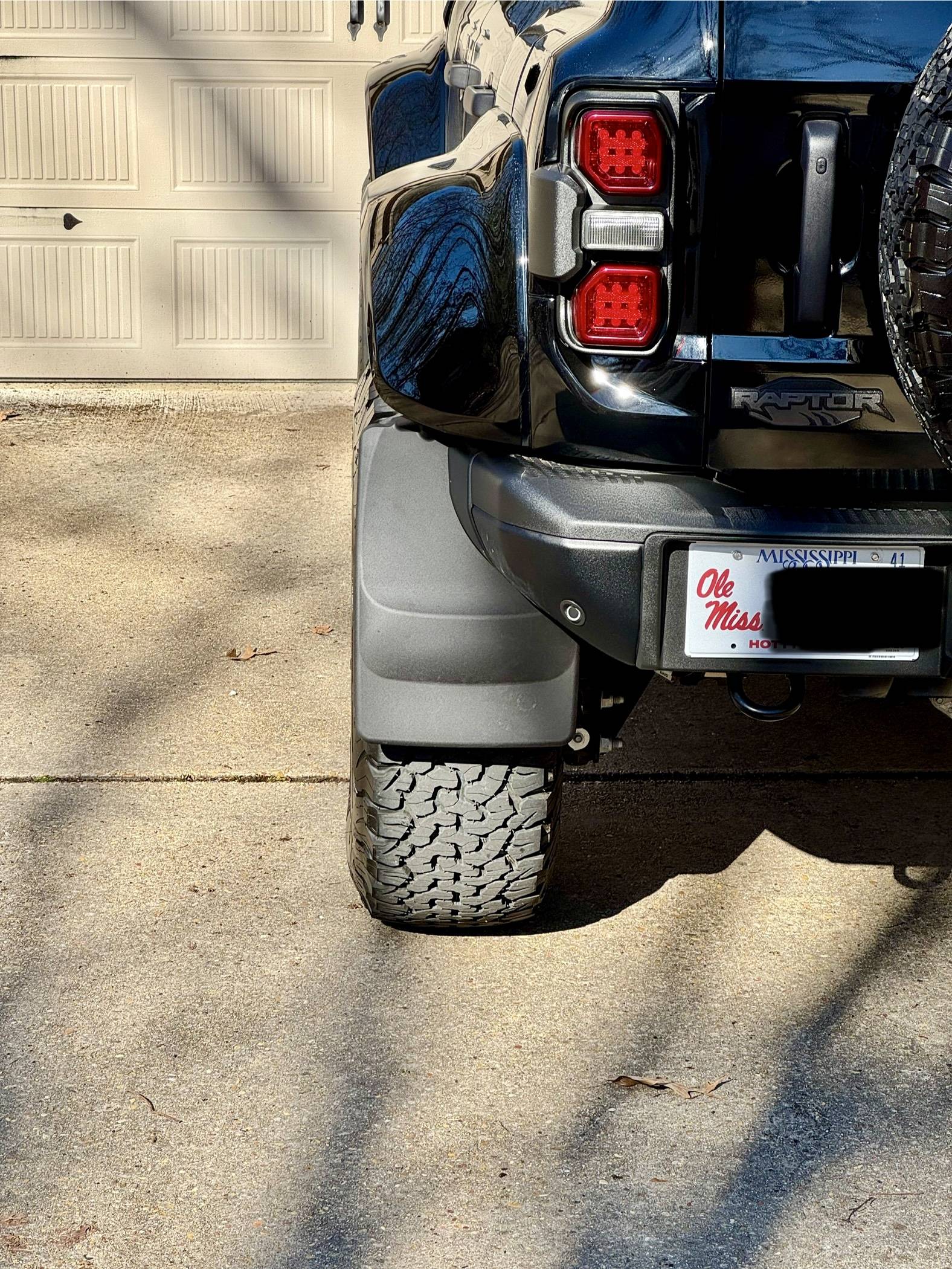 Ford Bronco Weathertech mudflaps installed on 2024 Bronco Raptor IMG_6635