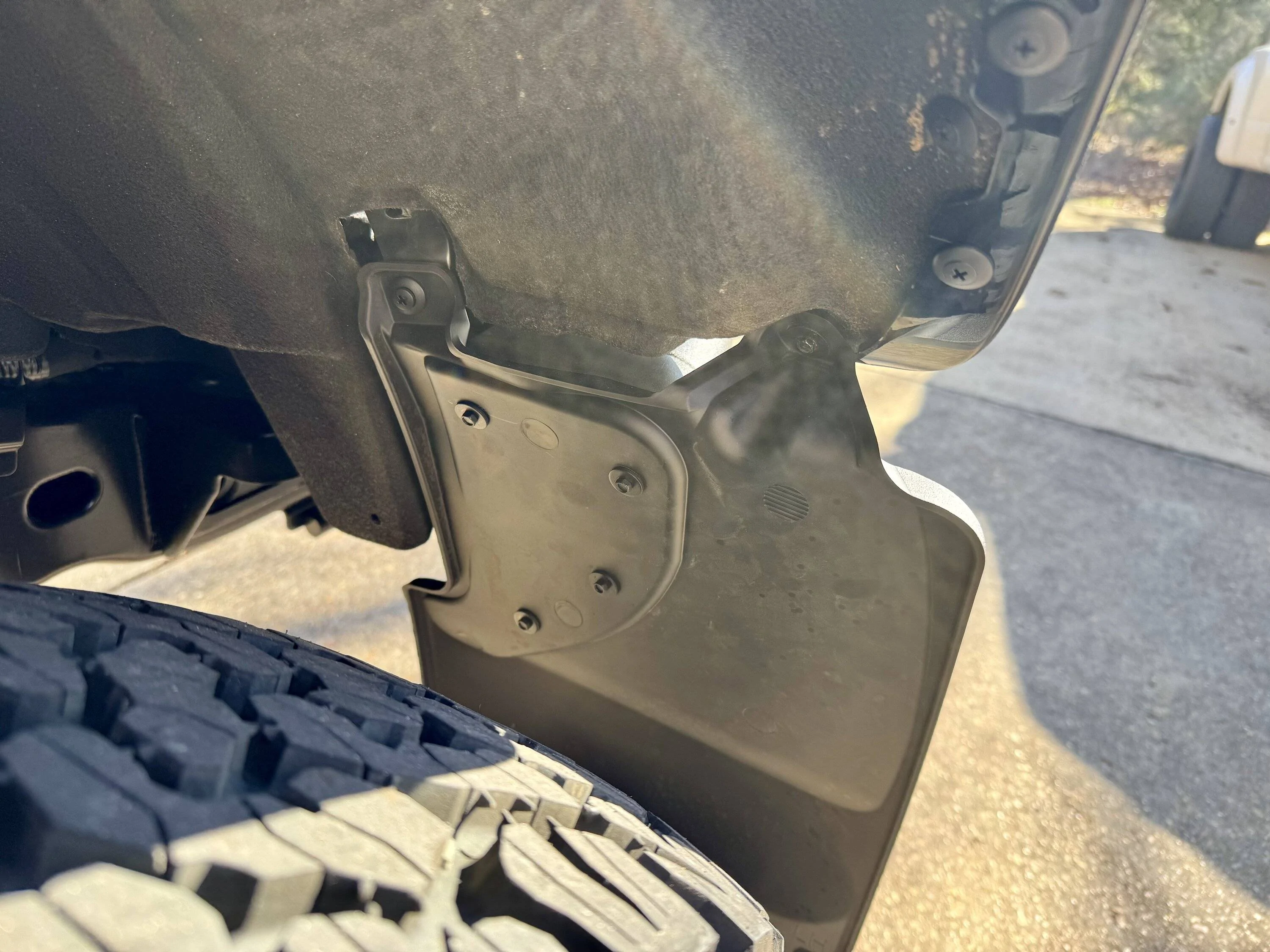 Ford Bronco Weathertech mudflaps installed on 2024 Bronco Raptor IMG_6640