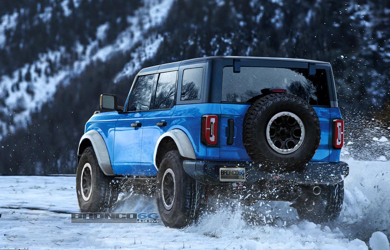 Ford Bronco Grabber Blue 2021 Bronco 4-Door Preview Renderings 2021-Bronco-Grabberblue-Body-White-Fenders