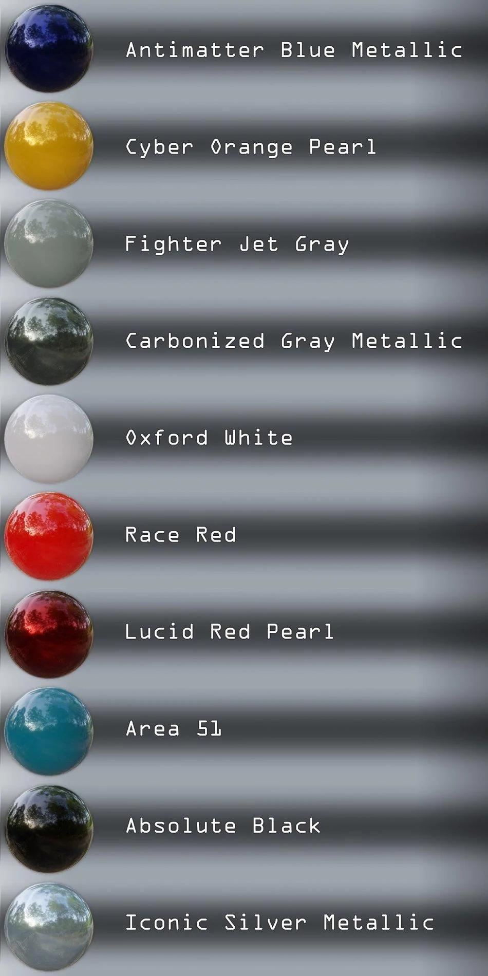 Bronco Color Code Paint Color Chart -- Quick Render of 2021 Bronco Color Options ...