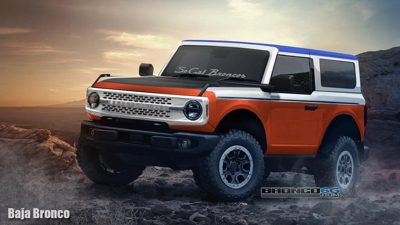 Ford Bronco Bronco6G's 2021 Bronco in Production Colors, Painted and White Top, Flares, Grille [Preview Renderings] Baja Bronco 2021