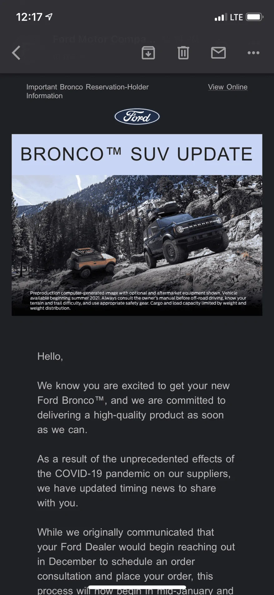 Ford Bronco Update from Ford: reservation timestamp determines production priority & FordPass points loyalty gift 285C81B9-4E0A-4EB3-AF7B-473632E7B0A6