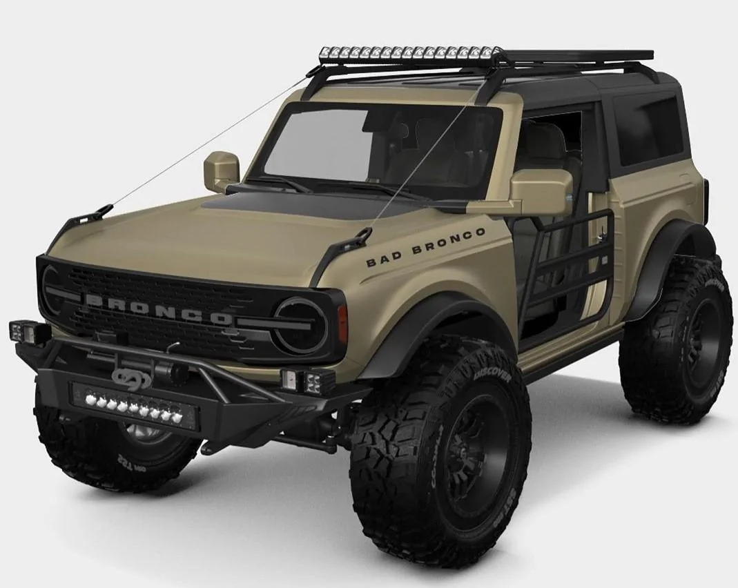 Ford Bronco 2022 Bronco Colors? 2021-Ford-Bronco-Rendering-Custom-Matte-Tan-Exterior-001-Front-Three-Quarters