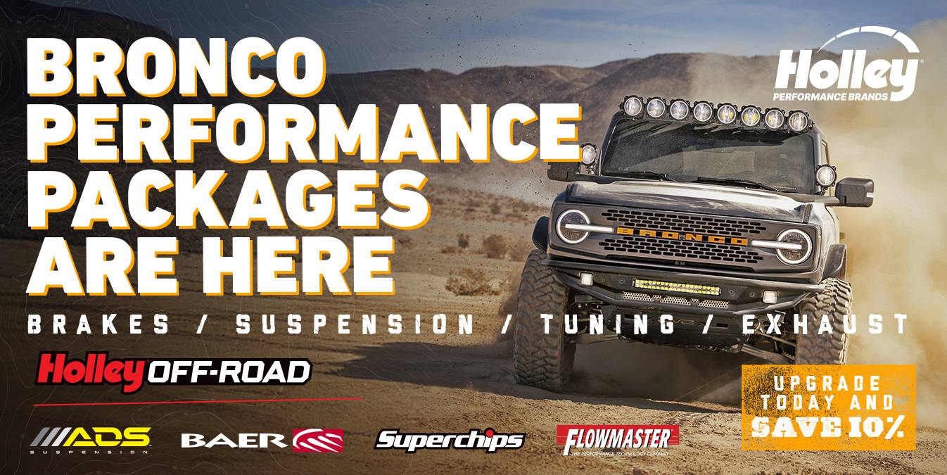 Ford Bronco Save on Holley Off-Road Bronco Performance Packages! HPB_PLAT2501_Bronco_WebsiteBanners_1346c675_SaleLandingPage_NoCTA