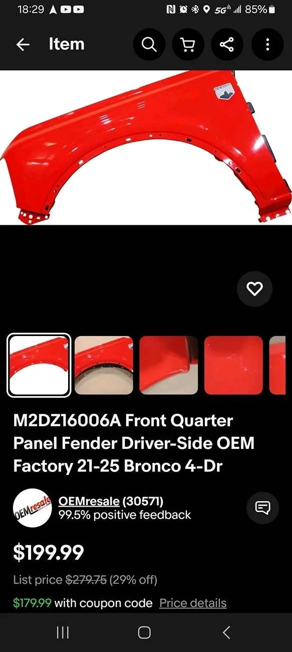 Ford Bronco WTB RF fender Race red Screenshot_20250226_182926_eBay