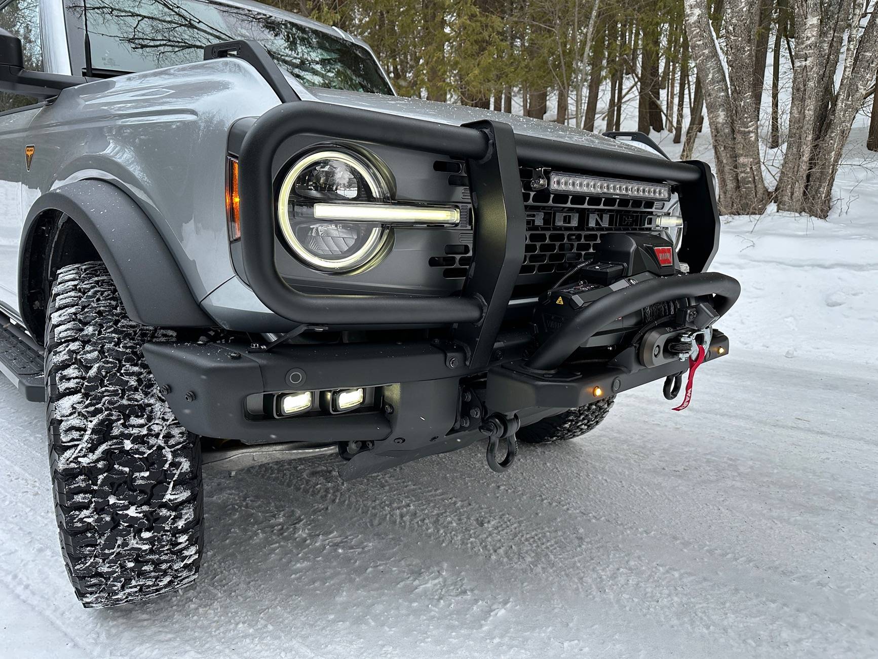 Ford Bronco Warn Winch, Westin Brush Guard, LED Fog Lights & Lightbar install IMG_3546