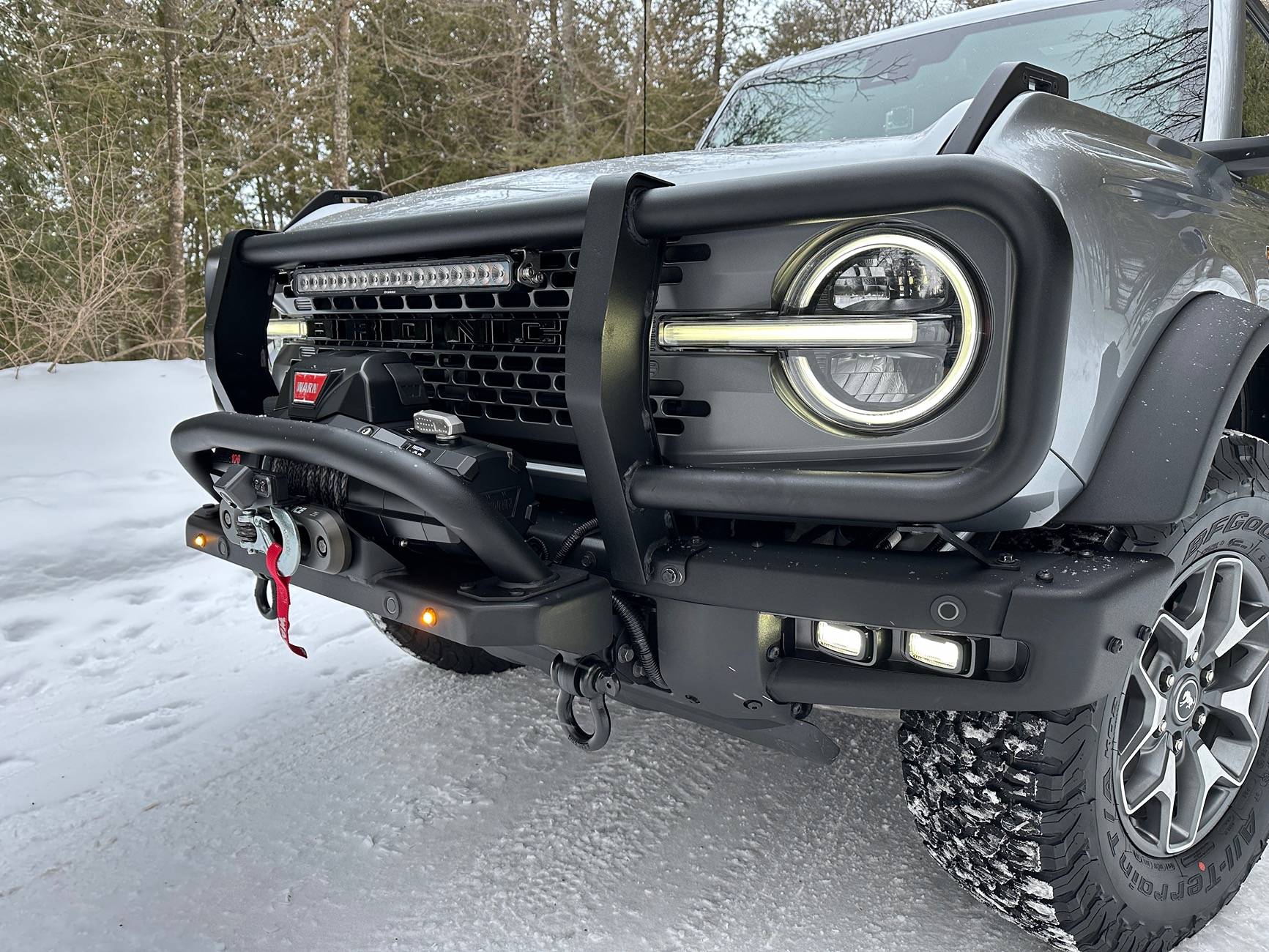 Ford Bronco Warn Winch, Westin Brush Guard, LED Fog Lights & Lightbar install IMG_3545