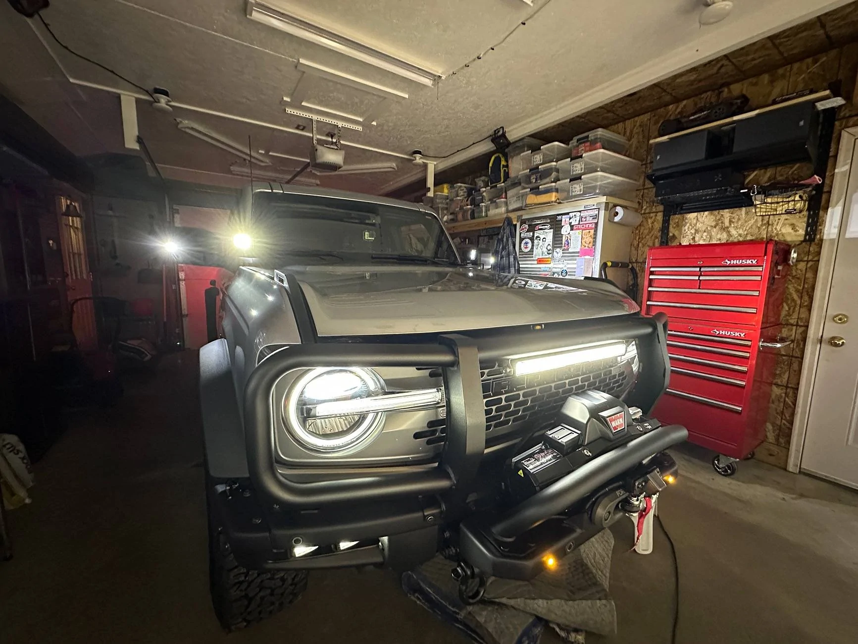 Ford Bronco Warn Winch, Westin Brush Guard, LED Fog Lights & Lightbar install IMG_3614