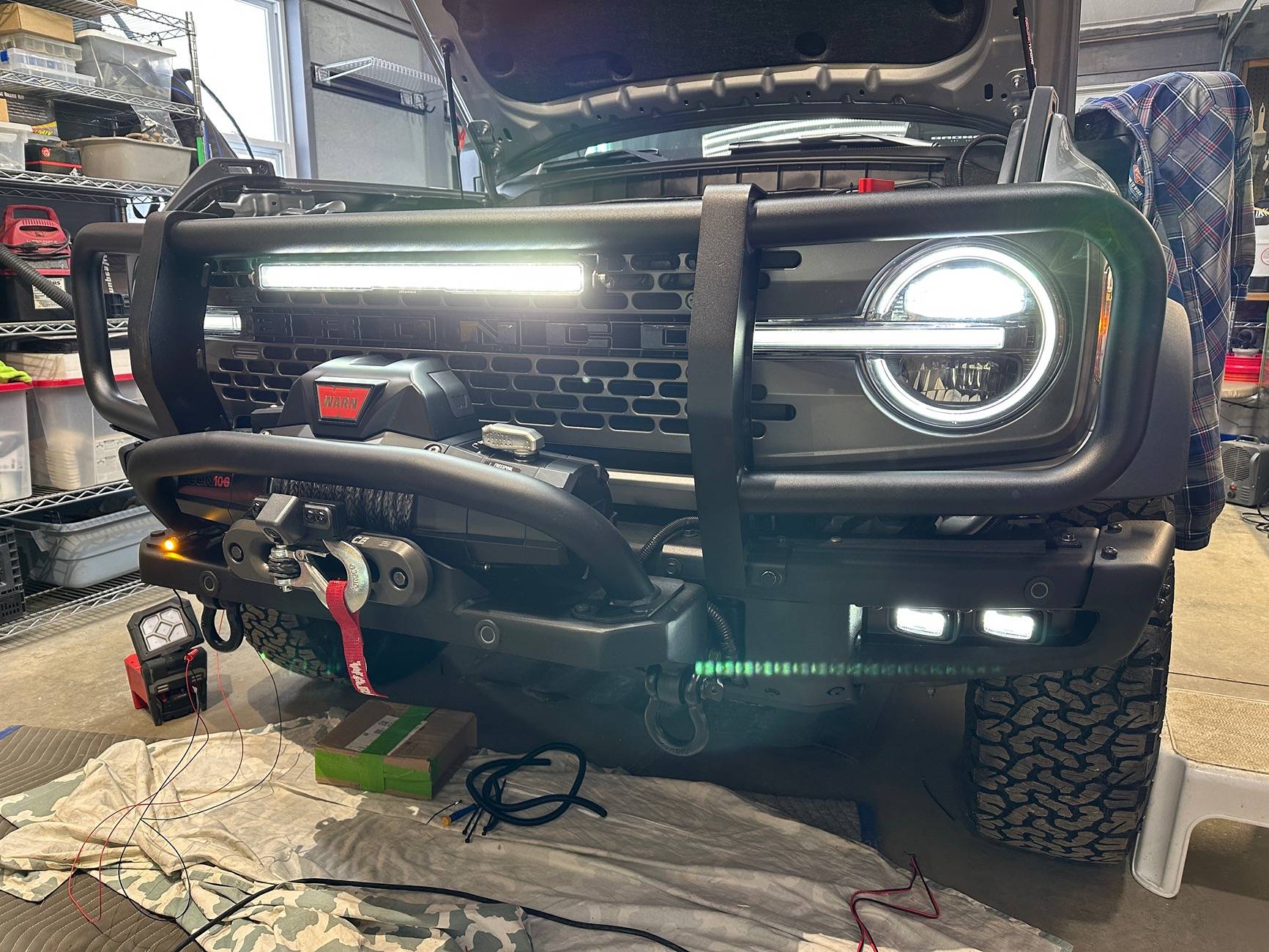 Ford Bronco Warn Winch, Westin Brush Guard, LED Fog Lights & Lightbar install IMG_3526