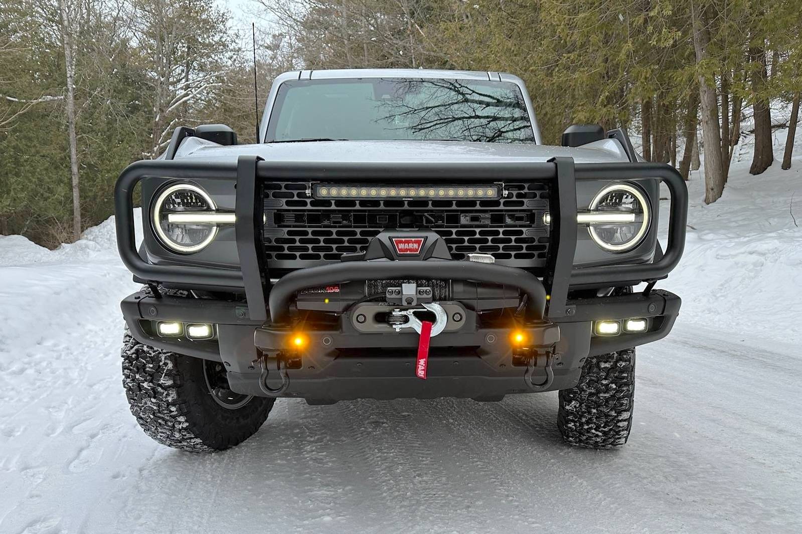 Ford Bronco Warn Winch, Westin Brush Guard, LED Fog Lights & Lightbar install IMG_3547
