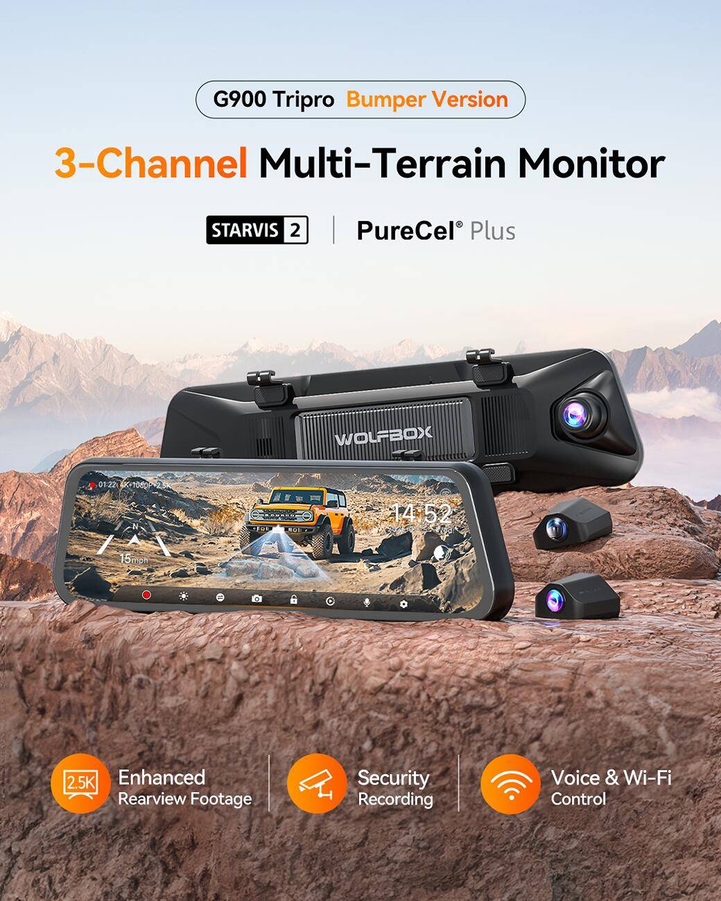 Ford Bronco WOLFBOX G900 Tripro Dash Cam - Designed for Off-roading! Up to $50 off bronco2
