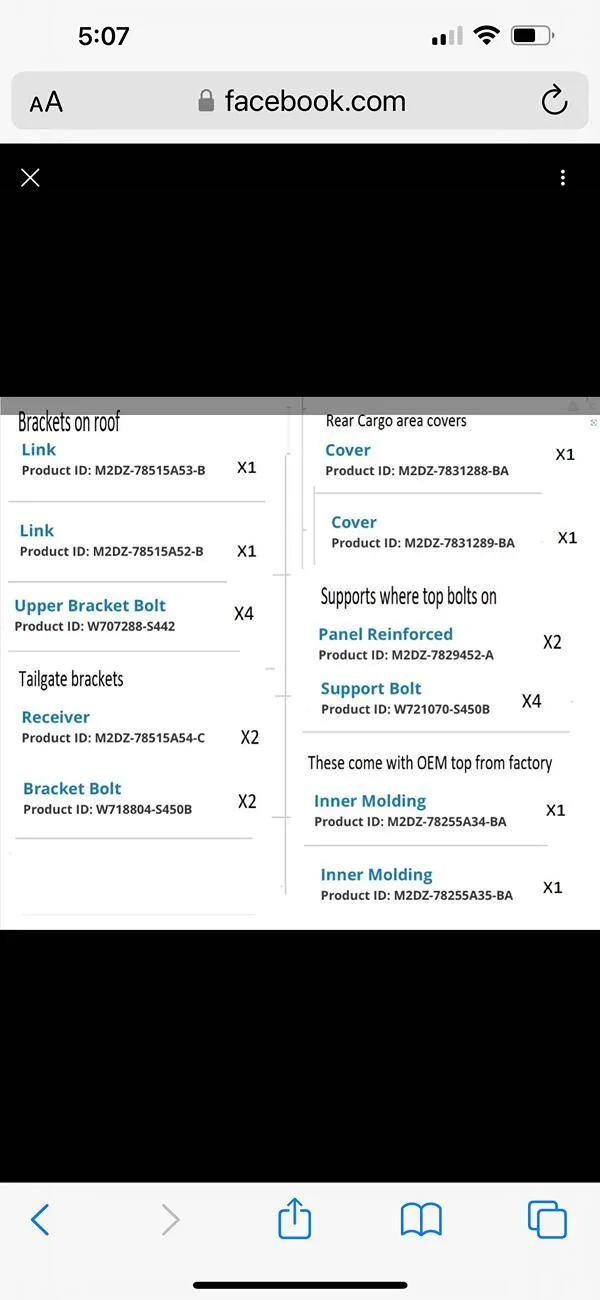 Ford Bronco Parts list for soft top IMG_5599