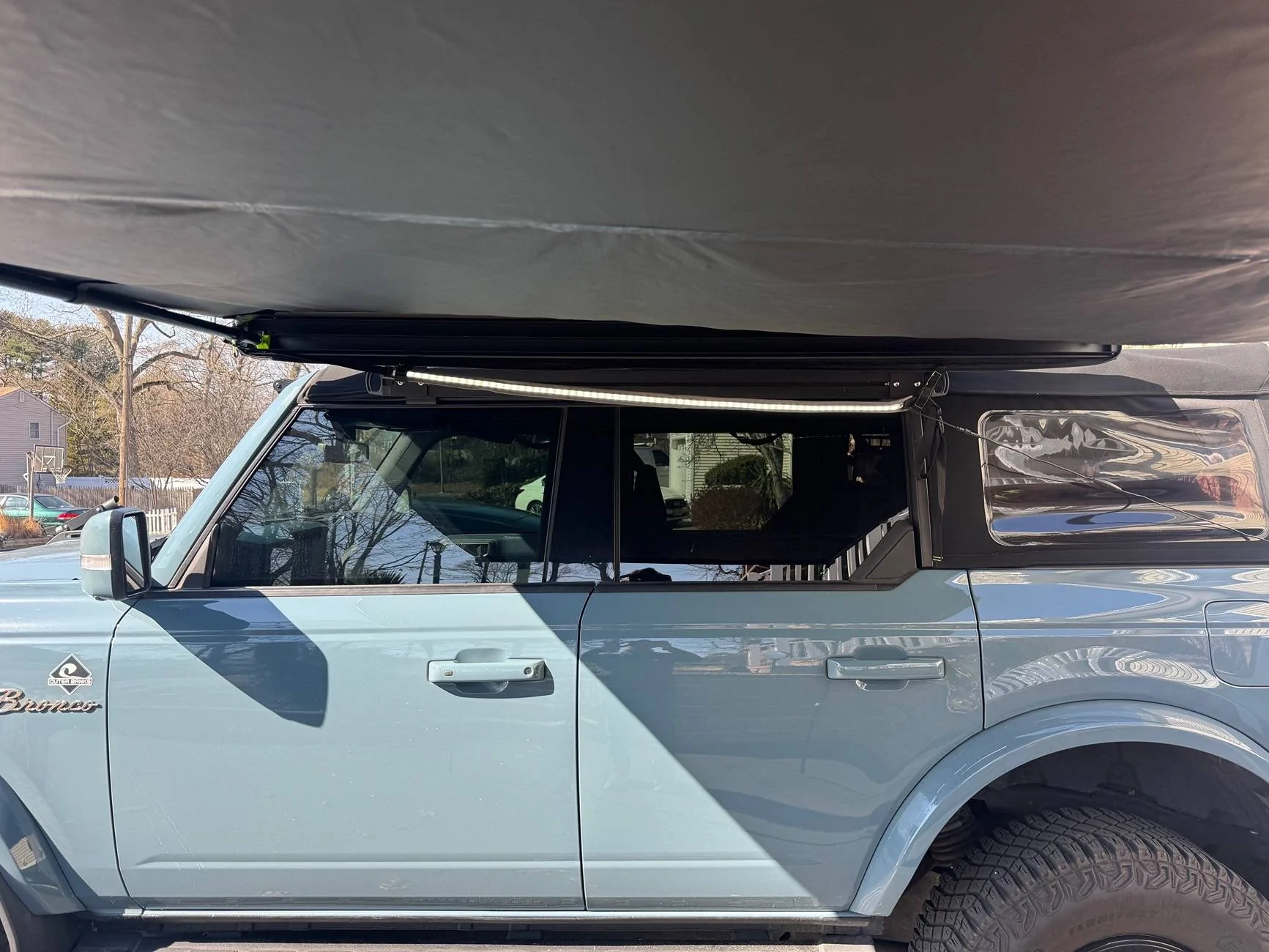 Ford Bronco Awning installed on my soft top. Game changer IMG_1955