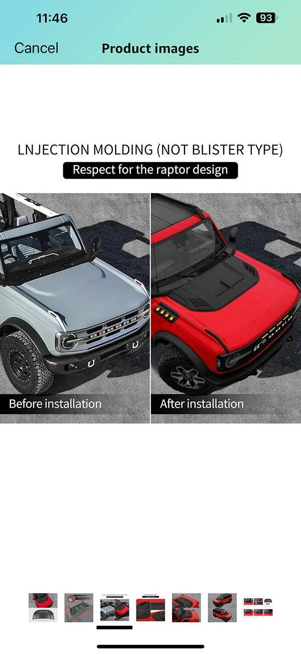 Ford Bronco Raptor stick on hood vent IMG_1866