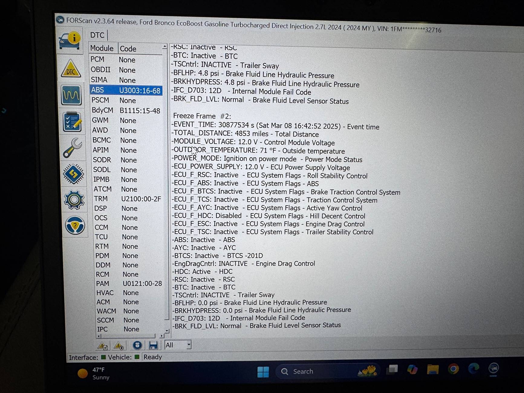 Ford Bronco Forscan question - ABS has DTCs IMG_5090
