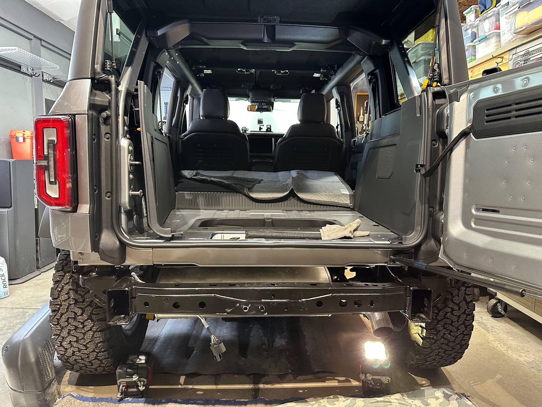 Ford Bronco Adding Rear Factory Hitch, adding boom mat (sound deadening), upgrading Sub IMG_3861