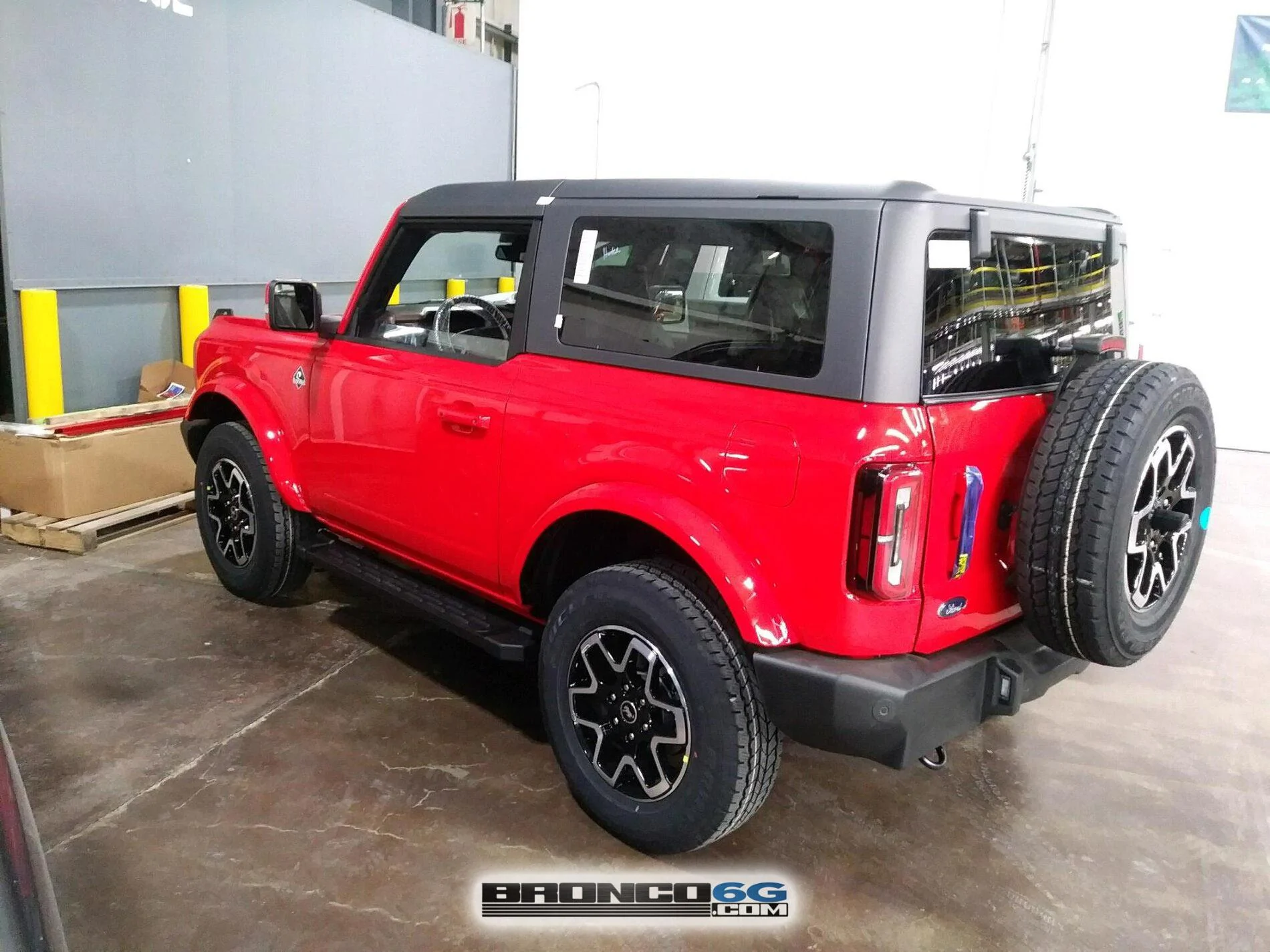Ford Bronco 10 New Factory Broncos courtesy of The Stig??? 7 - Race Red Outer Banks 2 door Bronco- Factory Production Plant
