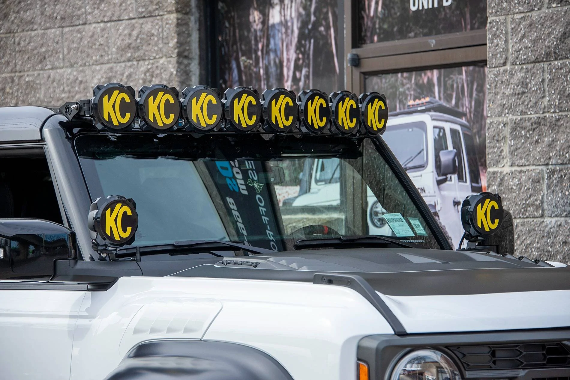 Ford Bronco KC Gravity Pro 6 on A-Pillar Raptor2