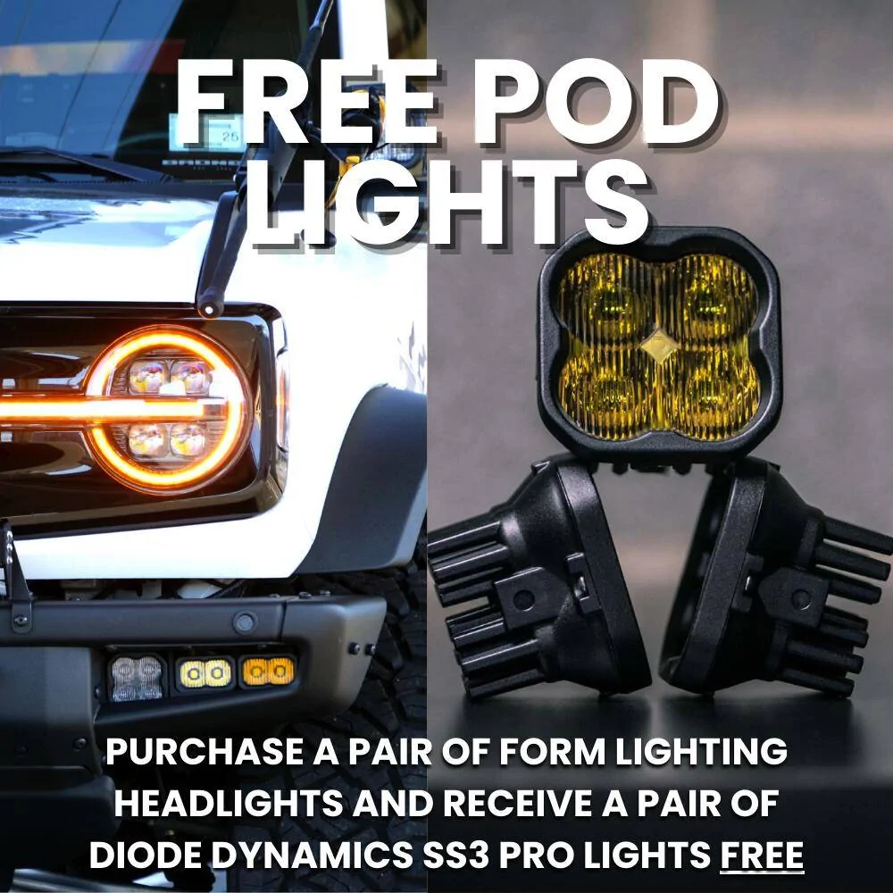 Ford Bronco FREE Diode Dynamics SS3 Pro Lights w/Form Lighting Headlight Purchase Form-Fr