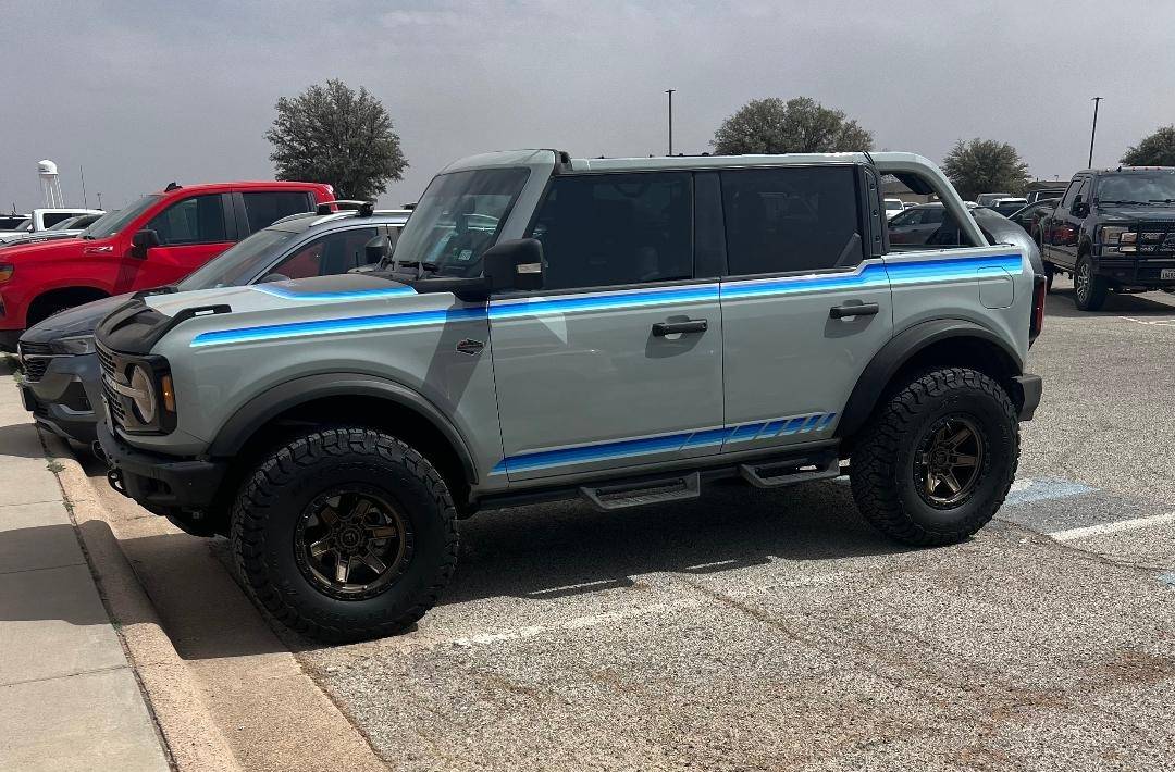 Ford Bronco Cactus Grey Retro Stripes & More Bronco Top and Bottom Stripes
