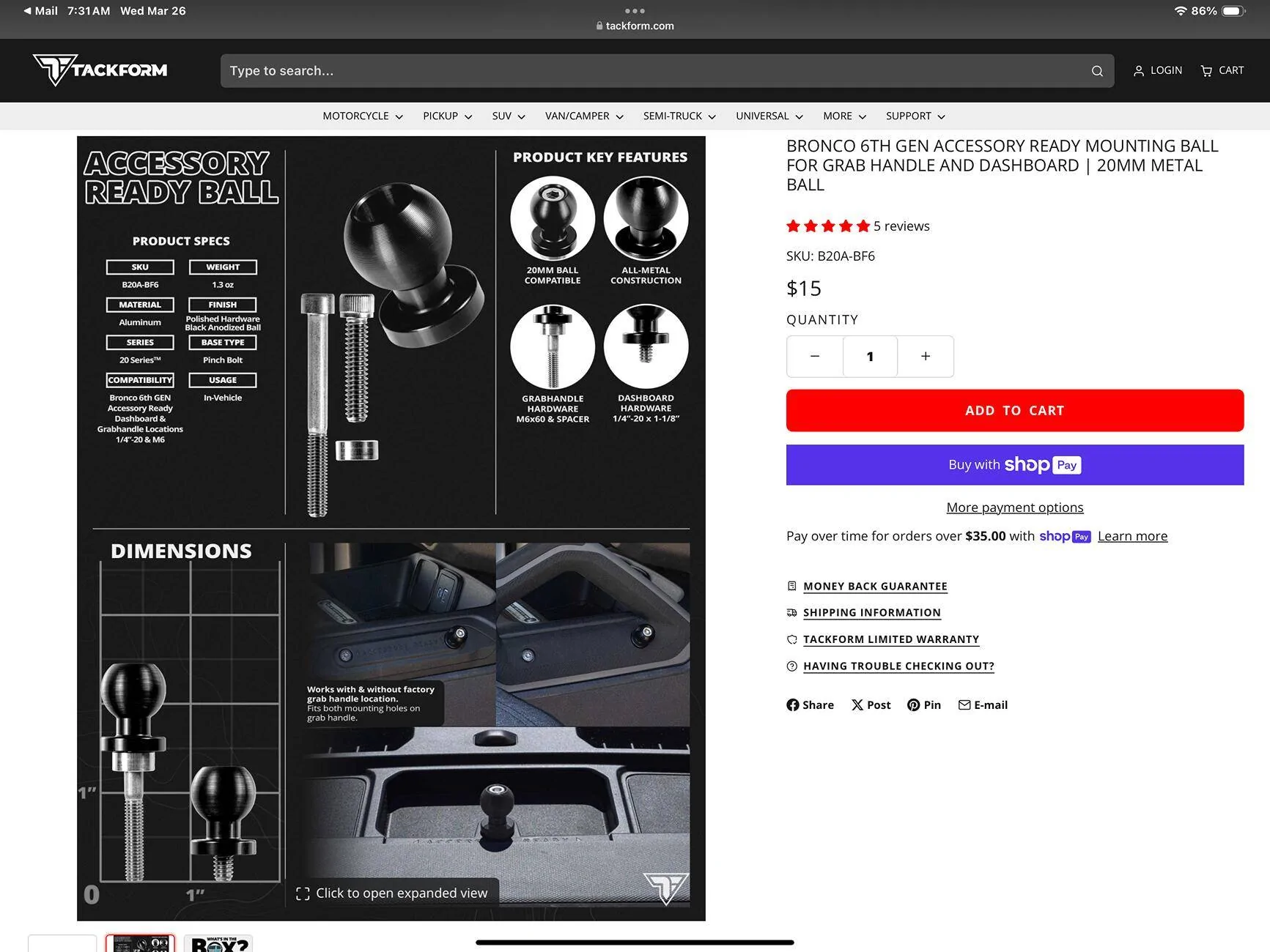 Ford Bronco Dashcam for threaded mounting hole on dash? IMG_0286