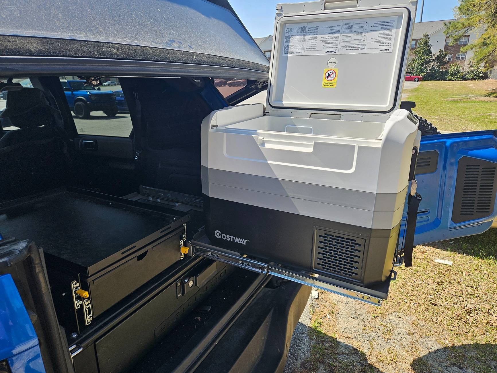 Ford Bronco Fridge slide and cargo drawer installed 20250328_141618