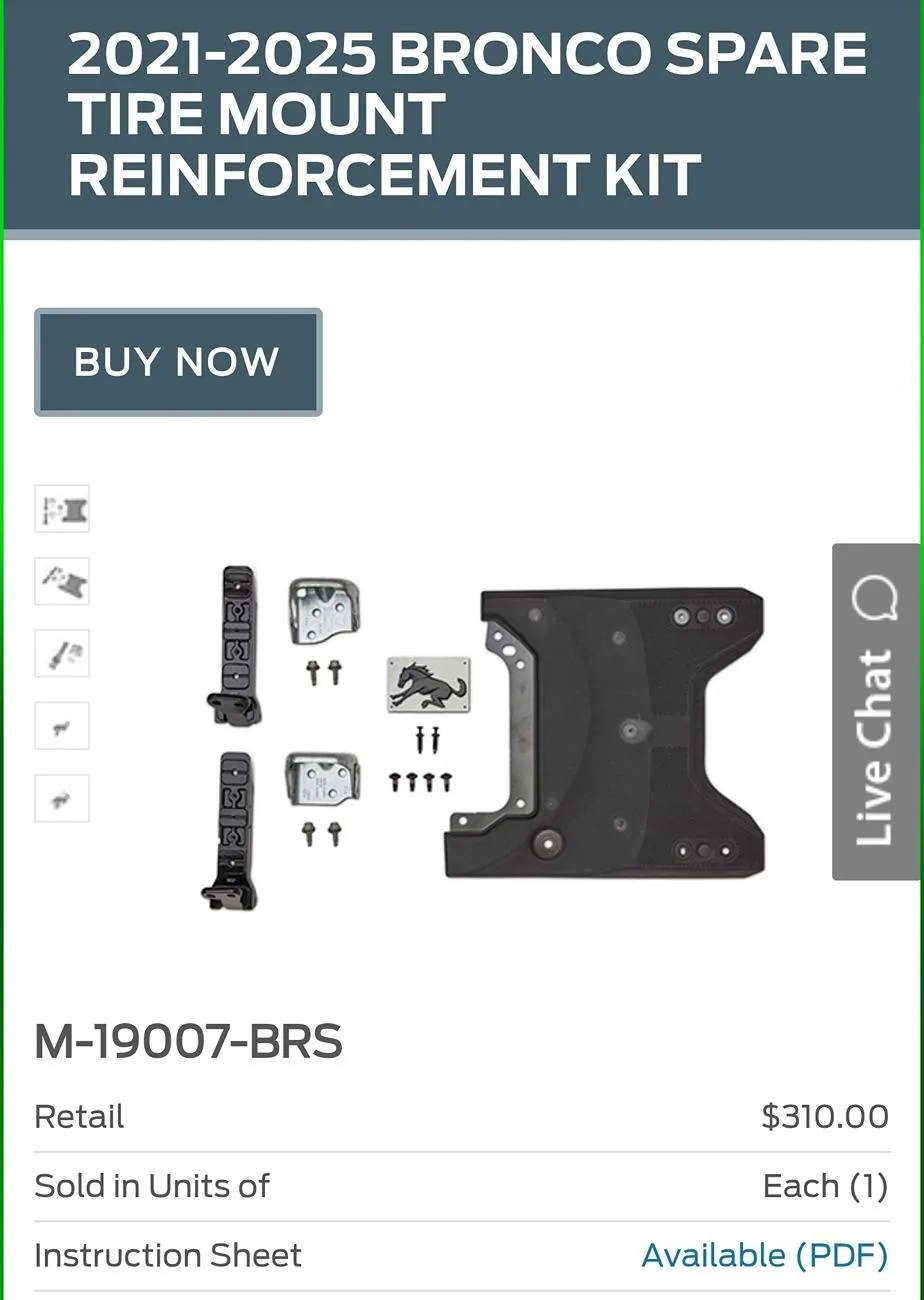 Ford Bronco Spare tire reinforcement Kit needed ?? 1000077015
