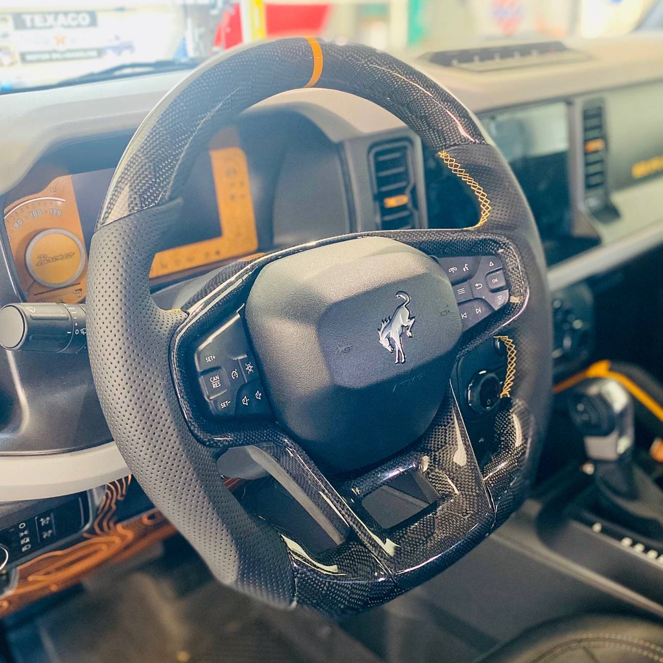 Ford Bronco Carbon Fiber Steering Wheel Installed IMG_7574