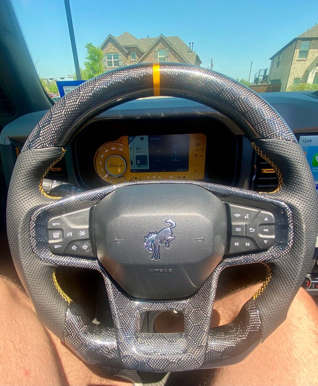 Ford Bronco Carbon Fiber Steering Wheel Installed IMG_7573