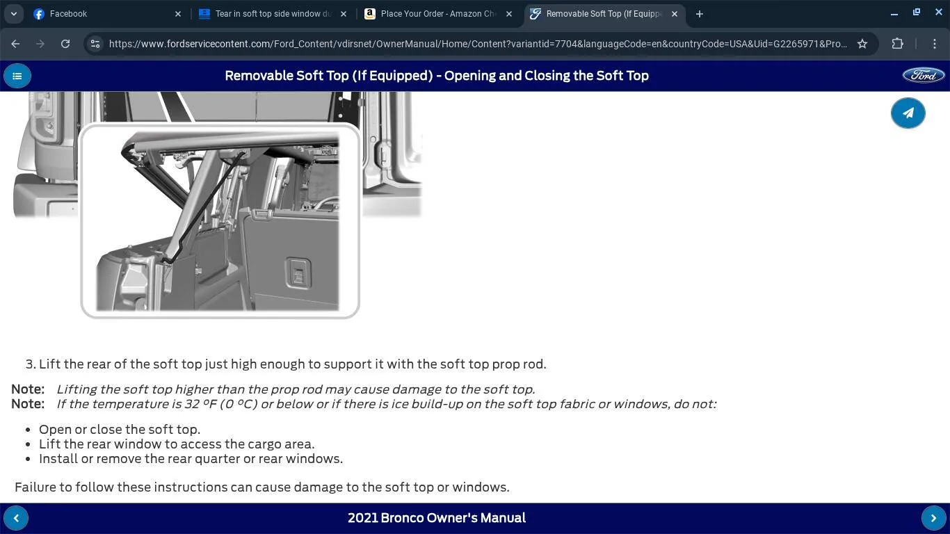 Ford Bronco Tear in soft top side window due to cold!! Screenshot 2025-05-10 11.41.11 AM