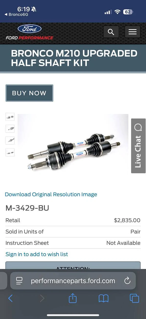 Ford Bronco Upgraded Front Half Shaft Kit (Ford Performance) For Bronco Raptor - now available IMG_1121