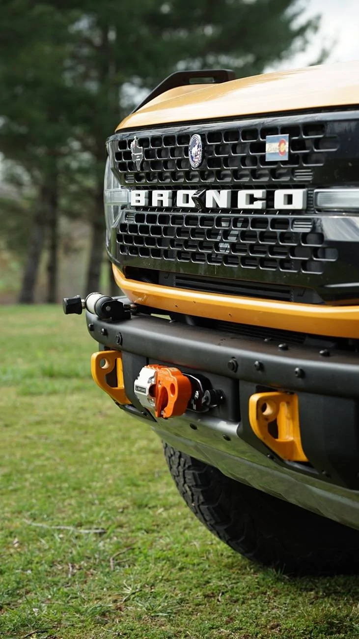 Ford Bronco Hammer Built Hidden Winch install on stock modular bumper DSC02104