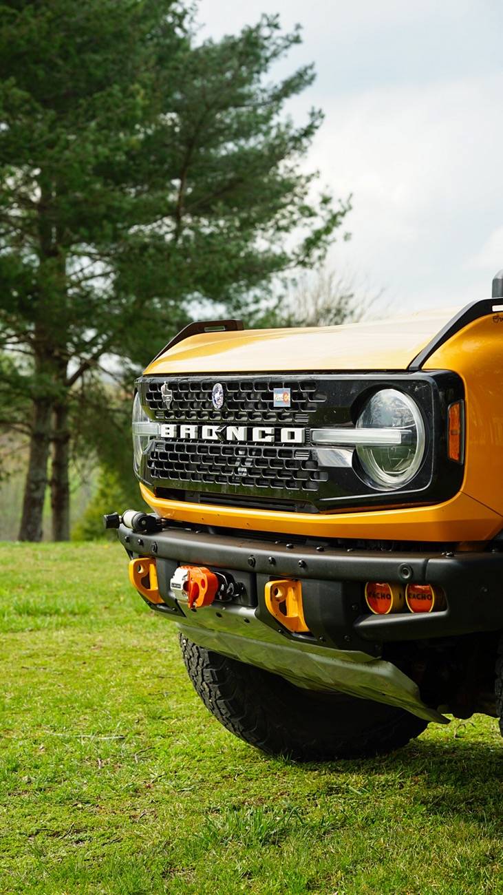 Ford Bronco Hammer Built Hidden Winch install on stock modular bumper DSC02102