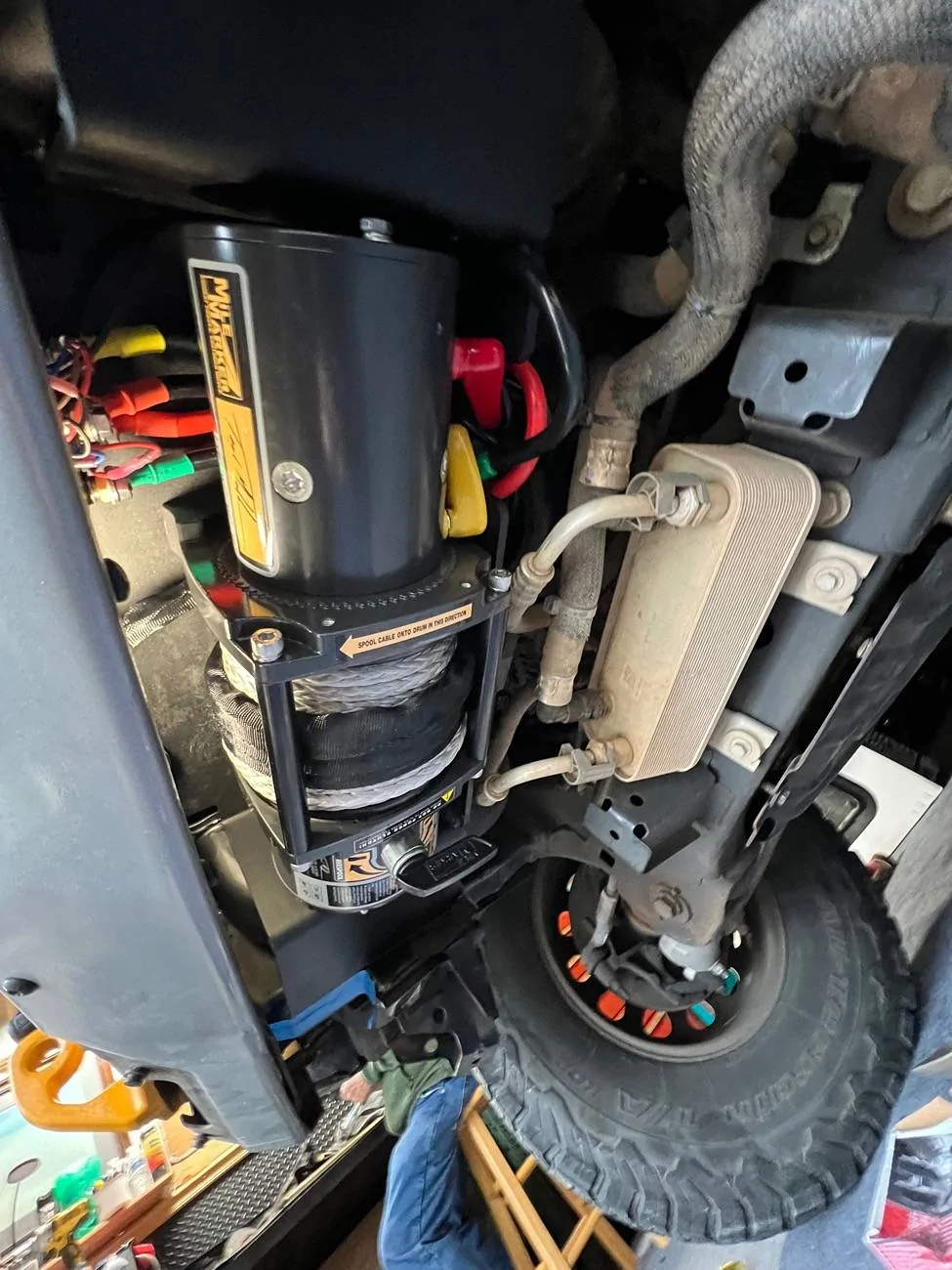Ford Bronco Hammer Built Hidden Winch install on stock modular bumper IMG_2209