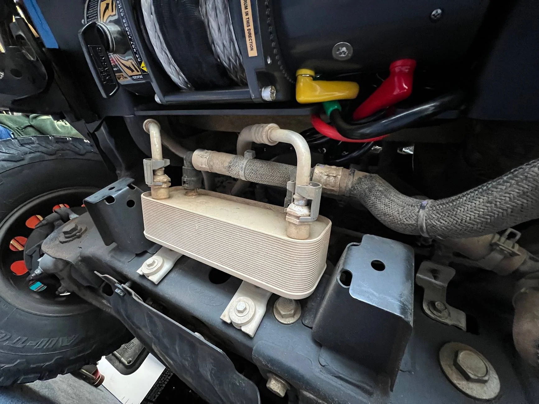 Ford Bronco Hammer Built Hidden Winch install on stock modular bumper IMG_2213