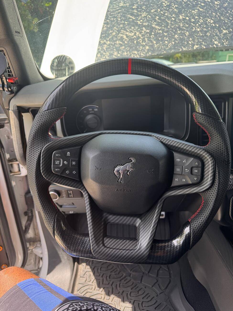 Ford Bronco TESFEEL Flat Bottom Steering Wheel (Carbon & Leather) for Bronco 1747511374795-wl