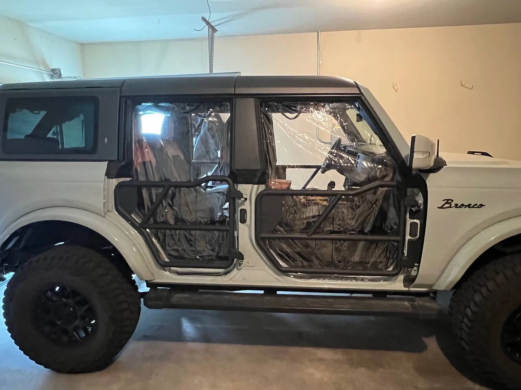 Ford Bronco Makeshift DIY emergency rain cover/slow driving doors IMG_9173