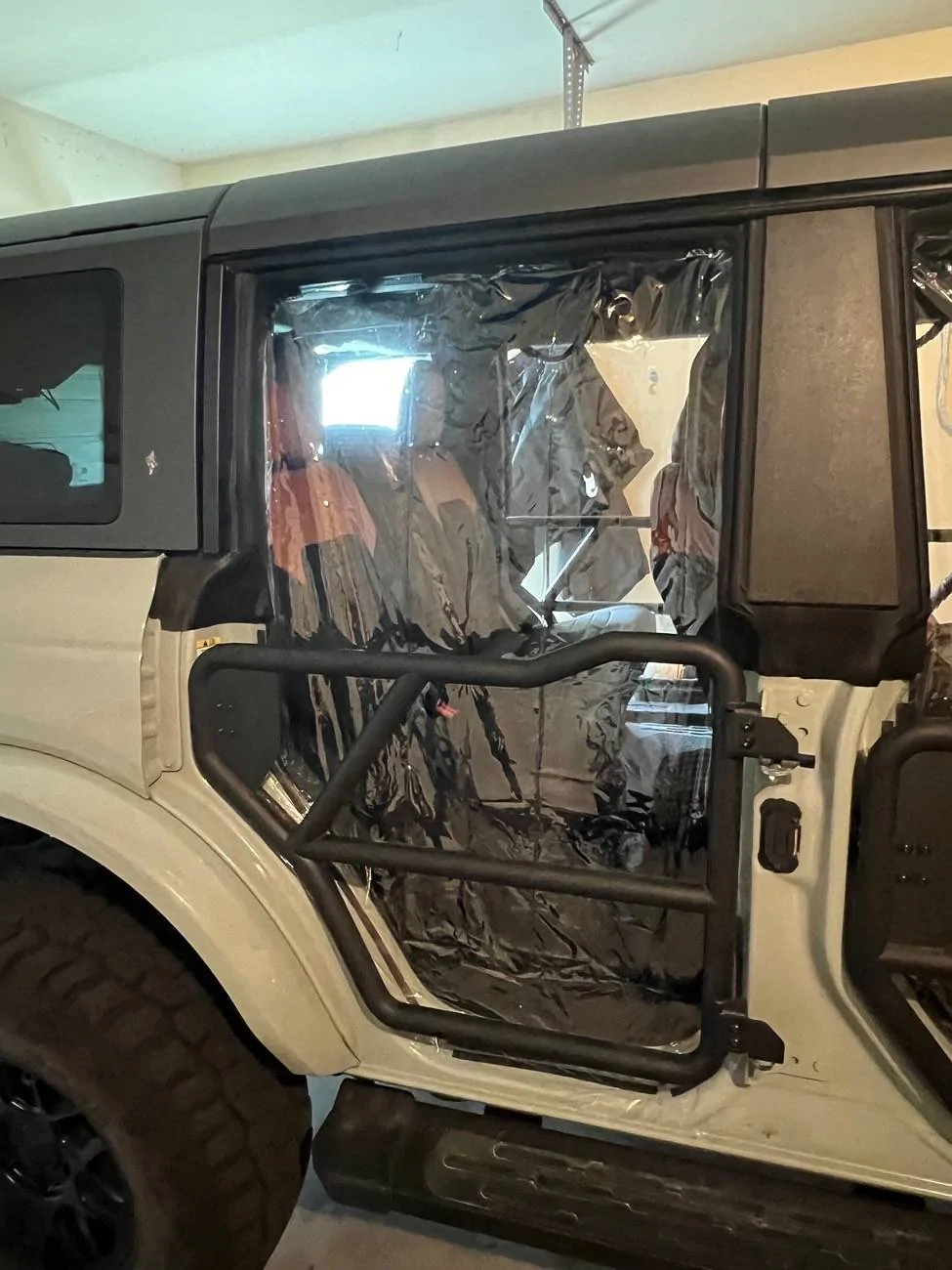 Ford Bronco Makeshift DIY emergency rain cover/slow driving doors IMG_9175