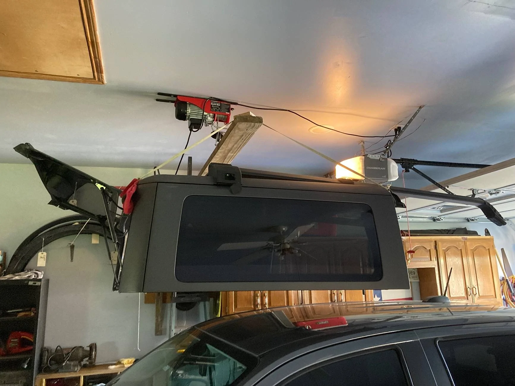 Ford Bronco My Cheap Hard Top Hoist for Garage Ceiling IMG_2238