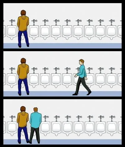 Ford Bronco One parking spot, two perspectives. close guy urinal