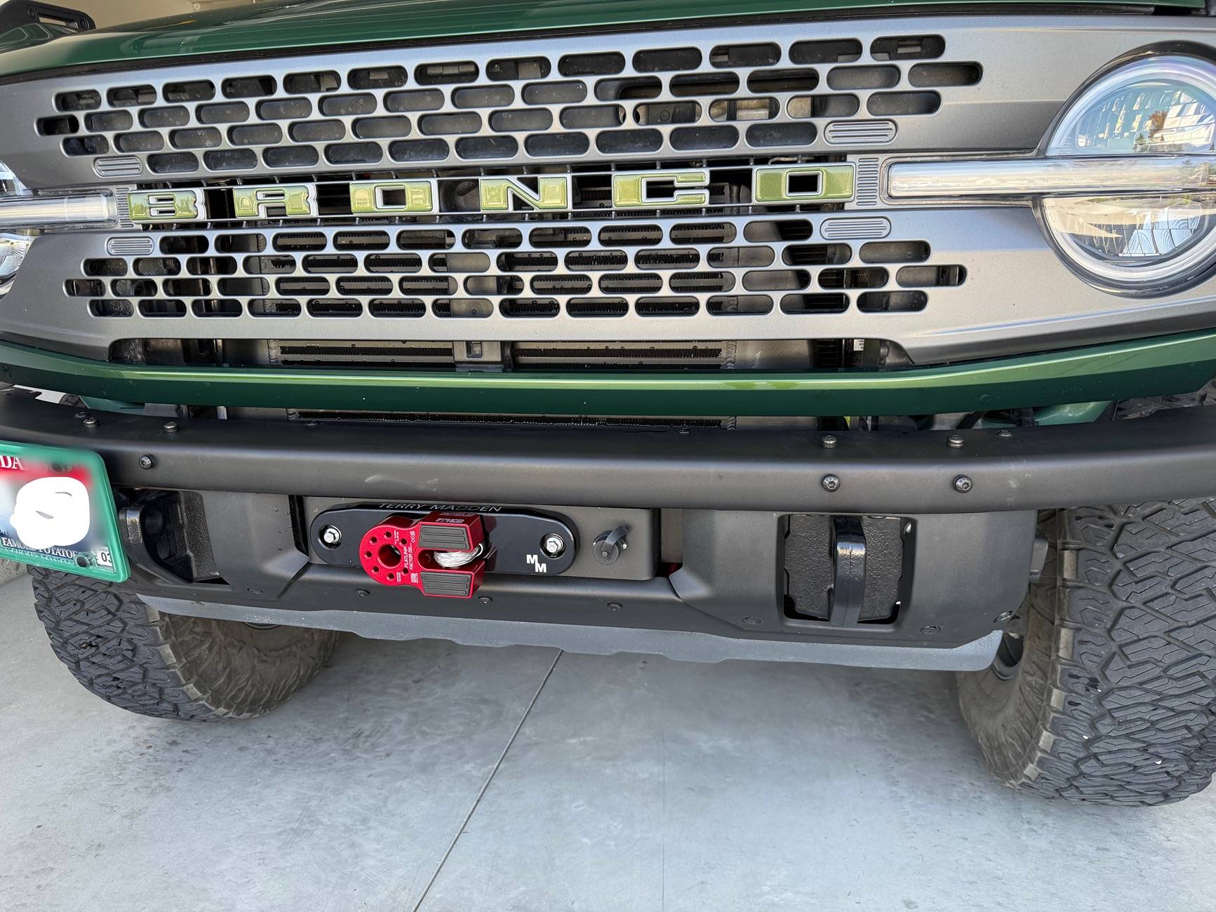 Ford Bronco Hammer Built Hidden Winch install on stock modular bumper IMG_0874