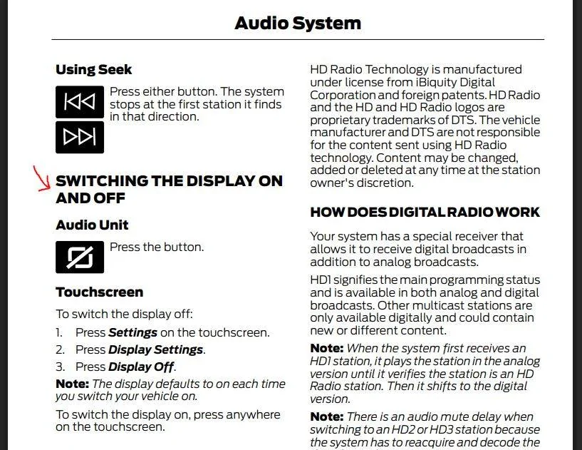Ford Bronco Turning Off Infotainment Screen by Default ? manual2