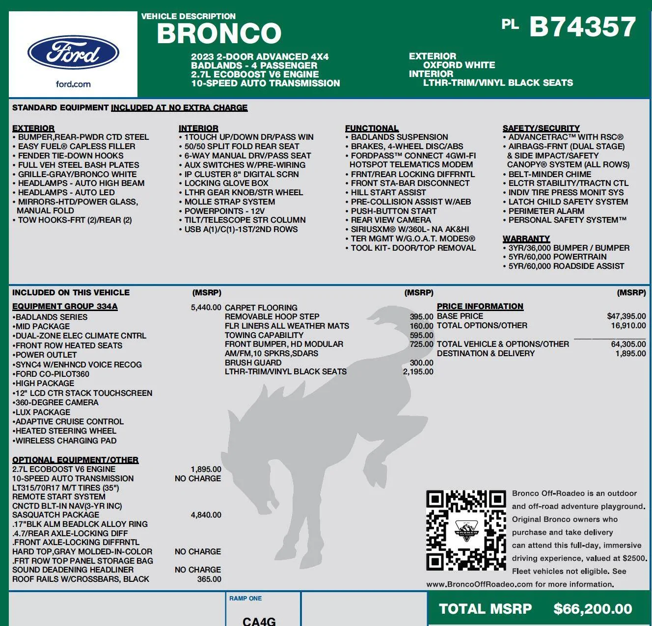 Ford Bronco Ford Bronco 2DR "Trail Brawler" Edition 23BroncoWindo
