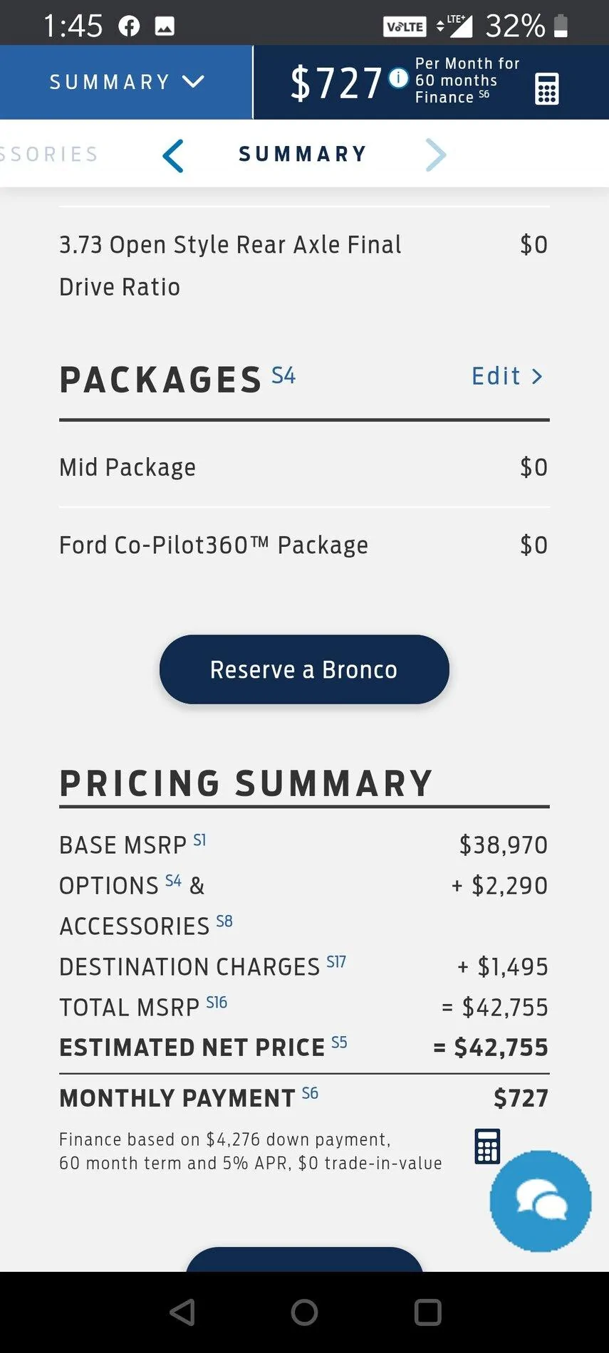 Ford Bronco BB MSRP changes with Mid package Screenshot_20201224-134509