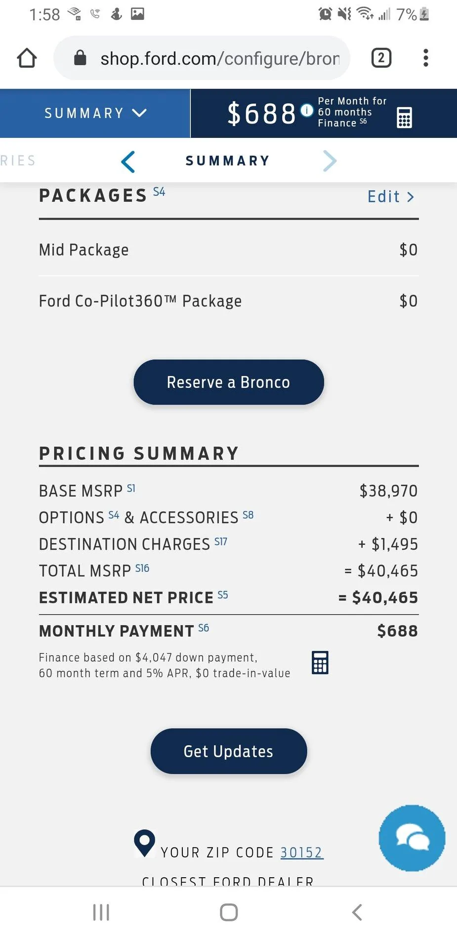 Ford Bronco BB MSRP changes with Mid package Screenshot_20201224-135841_Chrom