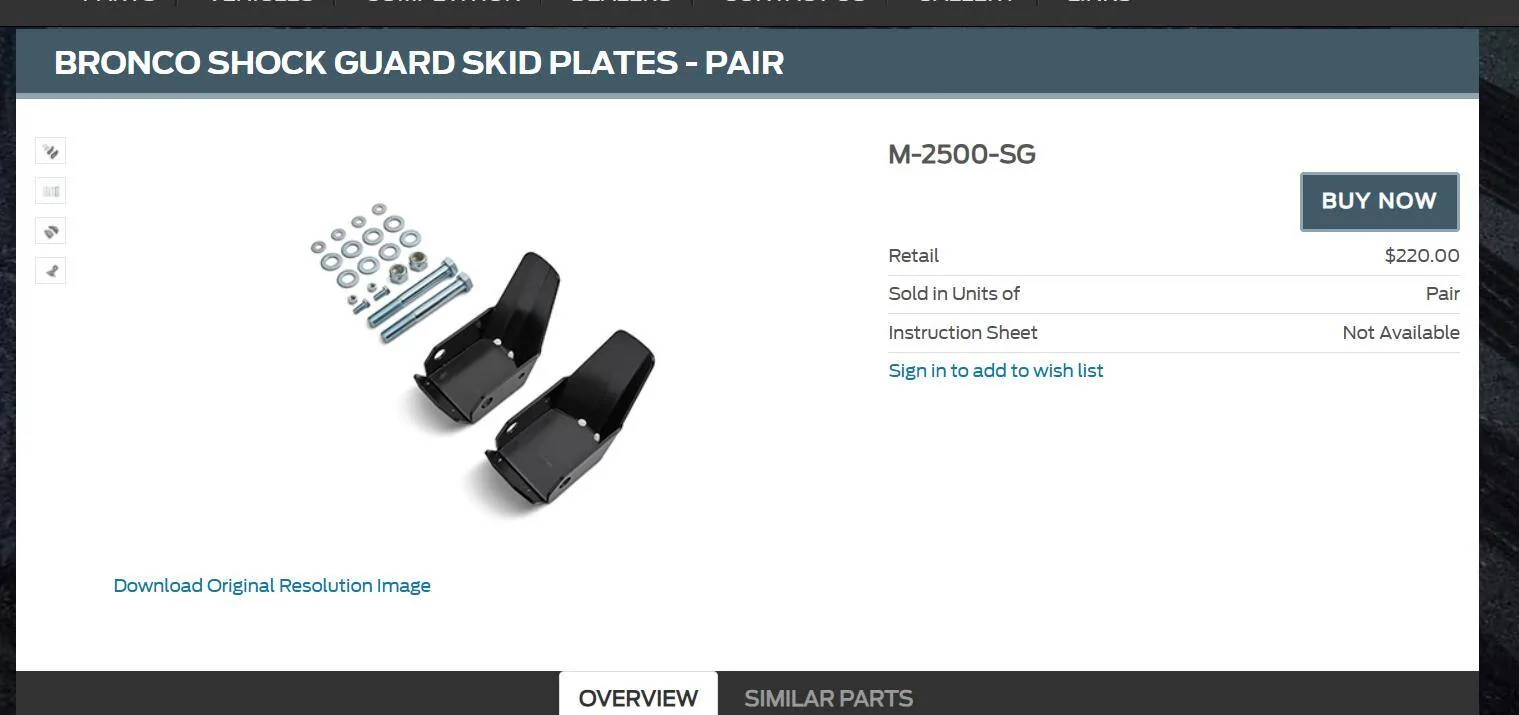 Ford Bronco Ford Performance Bronco Shock Guard Skid Plates now available Screenshot 2025-06-19 162818