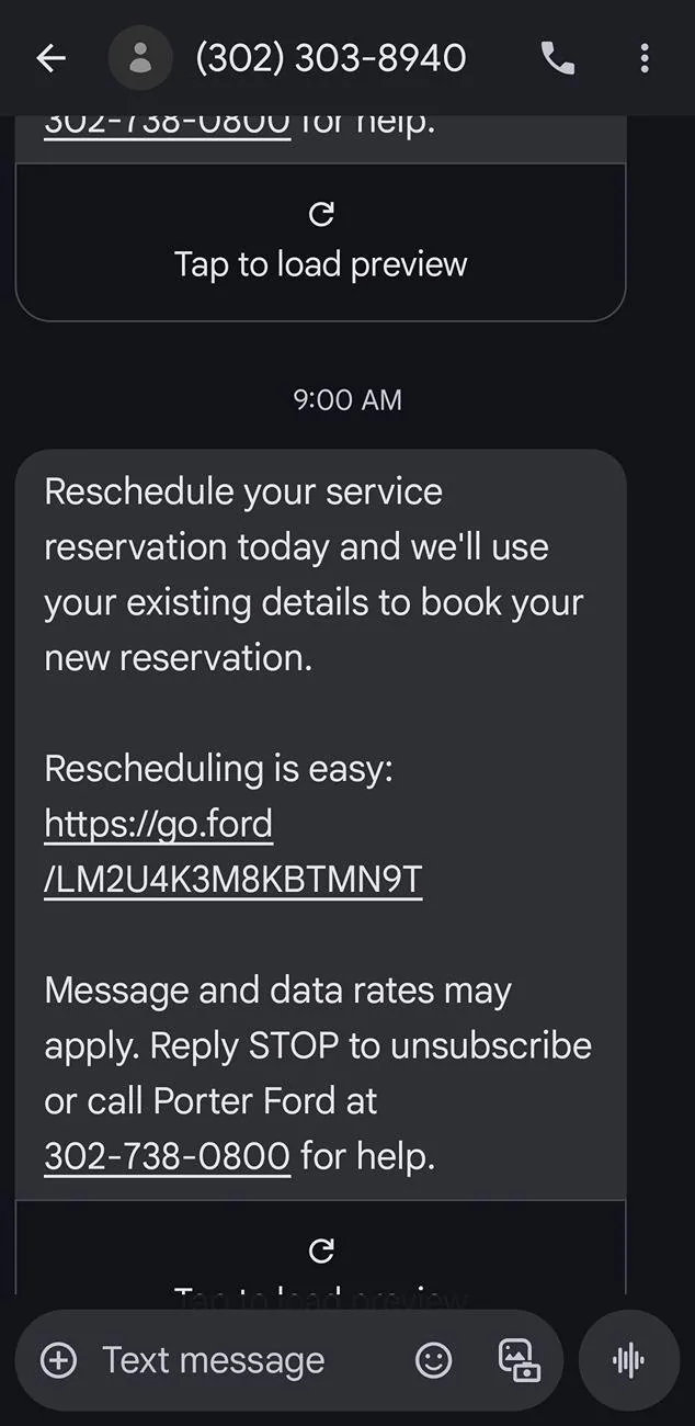 Ford Bronco Schedule service through Ford pass Screenshot_20250622_105116_Messages