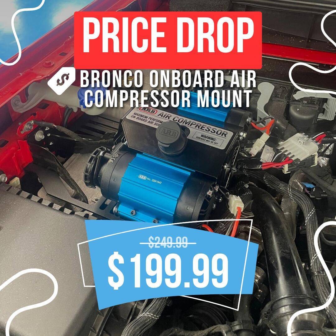 Ford Bronco Tariff Pricing Update | KR Off-Road Onboard Air Compressor Brackets Bronco Air Compressor Price